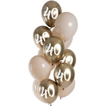 40 års balloner guld 12x - 33 cm