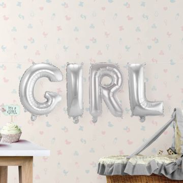 GIRL sølv folieballon - 36 cm