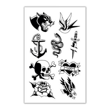 Klassiske sømands tatoveringer midlertidige 9x 