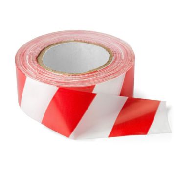 Afspærringsbånd rød og hvid stribet - 100 m