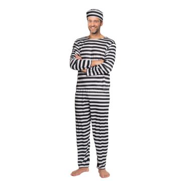 Fængselsdragt kostume sort og hvid