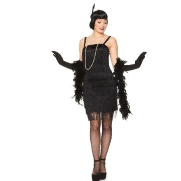 Retro 1920'er sort flapper kostume til kvinder