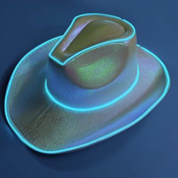 Sjov cowboy rave hat med LED -Gul