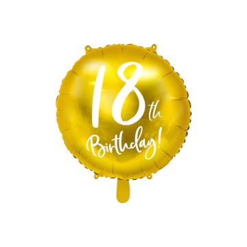 18 Års Fødselsdagsballon Guld - 45 cm