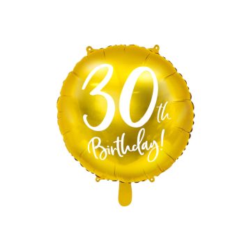 30 Års fødselsdagsballon Guld - 45 cm
