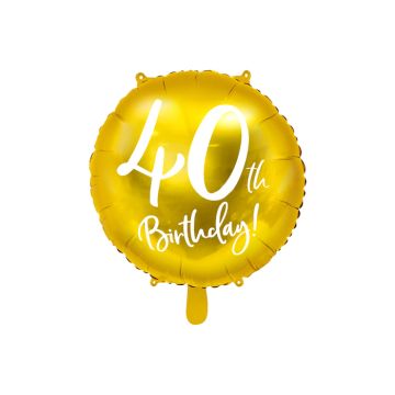 40 Års fødselsdagsballon guld - 45 cm