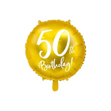 50 Års fødselsdagsballon Guld - 45 cm