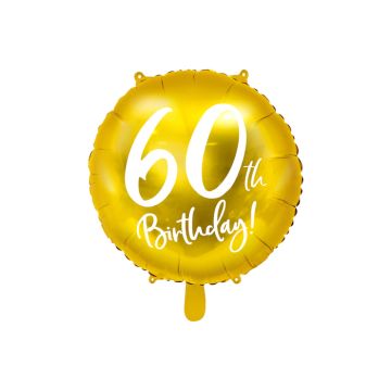 60 Års fødselsdagsballon Guld - 45 cm