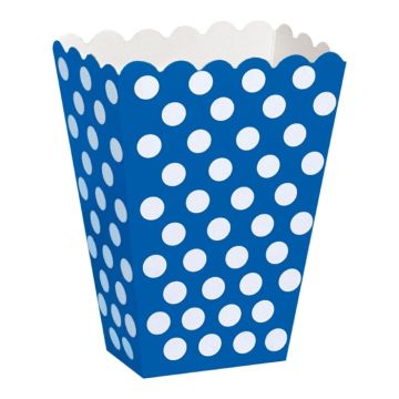 Popcornbægre med prikker blå 8x