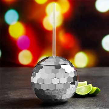 Diskokugle cocktail glas sølv - 568 ml