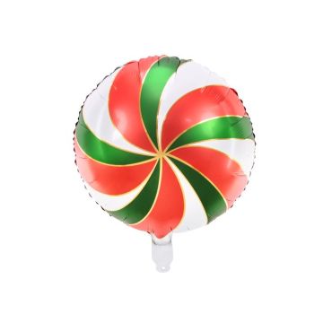 Slik folieballon i rød, hvid og grøn - 35 cm