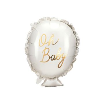 Oh Baby hvid folieballon med guldskrift - 69x53 cm