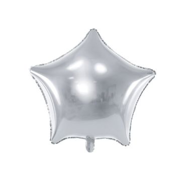 Metallisk sølv stjerne folieballon - 48 cm