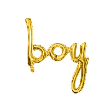 Guld farvet Boy bogstav folieballon til dreng - 74x63,5 cm