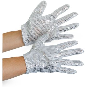 Sølv glitterhandsker one-size