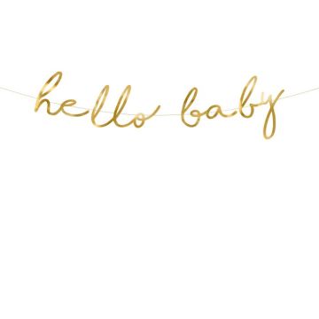 Hello Baby guirlande med guld skrift - 70x18 cm