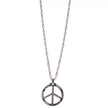 Sølv hippie peace halskæde