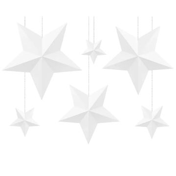 Hvide Stjerner Loftsdekoration 6x