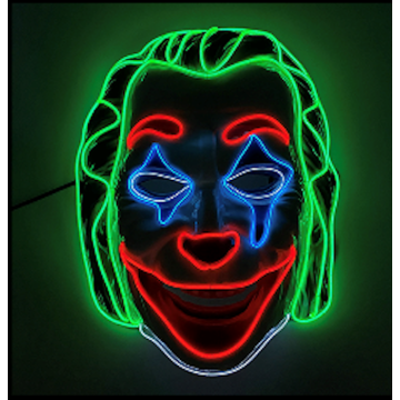Uhyggelig klovne LED Joker maske med grønt hår