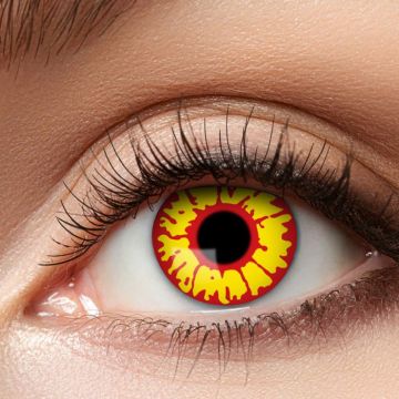 Kontaktlinser gul og rød