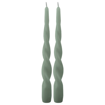Snoede stagelys antik grøn 2x - 24 cm