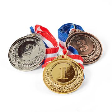 Medaljer guld, sølv og bronze 3x