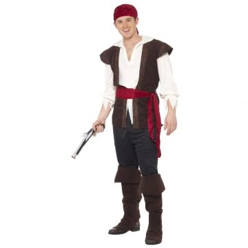 Pirat kostume i brun og hvid 