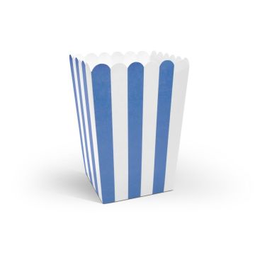 Blå og hvid stribet popcorn bæger 12x - 7x11,5x5 cm