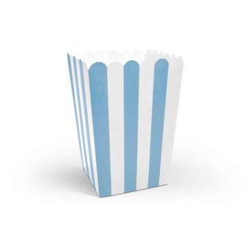 Blå og hvid stribet popcorn bæger 12x - 7x11,5x5 cm