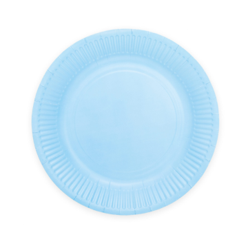 Lyseblå pap tallerkner 8x - Ø 18 cm