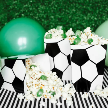 Popcornbægere med fodbold motiv 6x - 7x7x12 cm