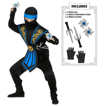 Blå ninja kostume til børn