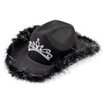 Sort cowboyhat med tiara