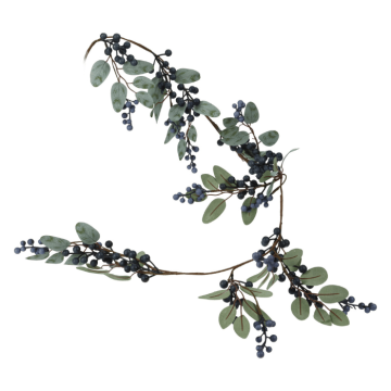 Kunstig blad guirlande m. bær - 150 cm