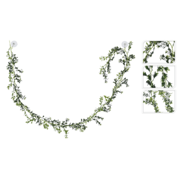 Kunstig blad guirlande m. blomster - 180 cm