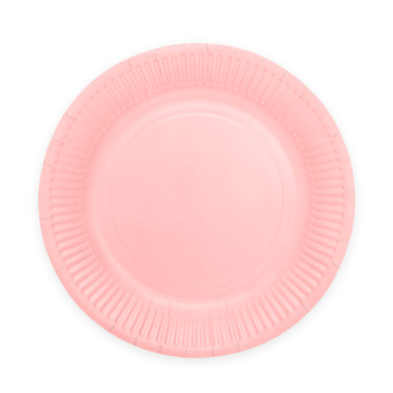 Lyserød pap tallerkner 8x - Ø 18 cm