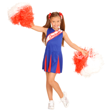 Blå og rød cheerleader kostume til børn