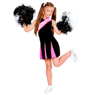 Sort og pink cheerleader kostume til børn