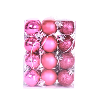 Pink julekugler 36x - 3 cm 