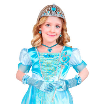 Blå prinsesse sæt til børn - 6 dele