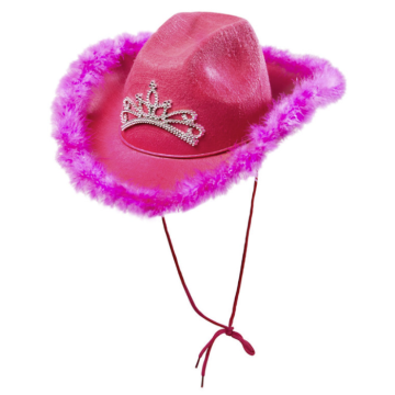 Pink og lilla cowboyhat med tiara 
