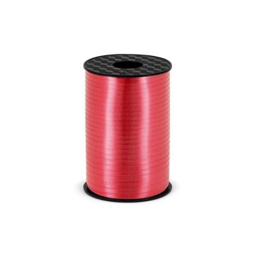 Rødt plastik gavebånd - 5 mm x 225 m