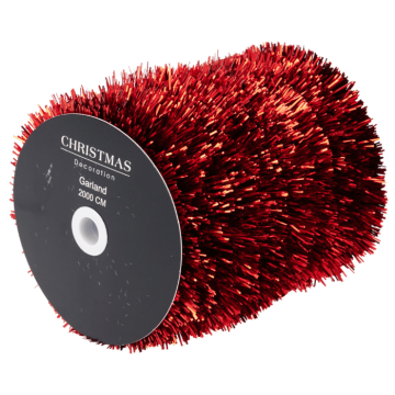 Rød tinsel guirlande - 20 meter