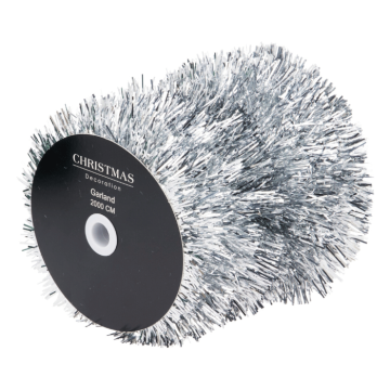 Sølv tinsel guirlande - 20 meter