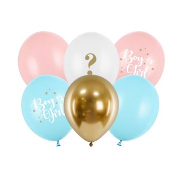 Dreng eller pige balloner 6x - Ø 30 cm