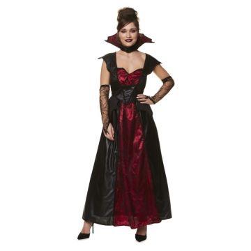 Vampyr kostume sort og rød til kvinder