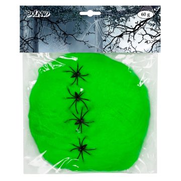 Lys grønt spindelvæv med edderkopper - 60g