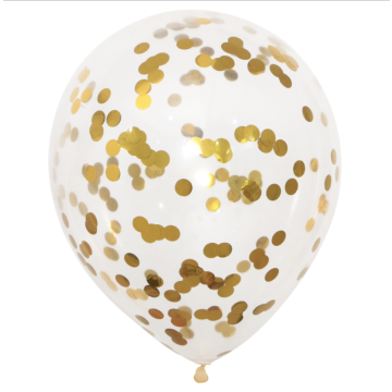 Ballon med guld konfetti - 30 cm
