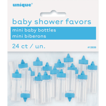 Mini sutteflasker til babyshower 24x blå