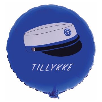Blå Hue Tillykke Folieballon - 45 cm